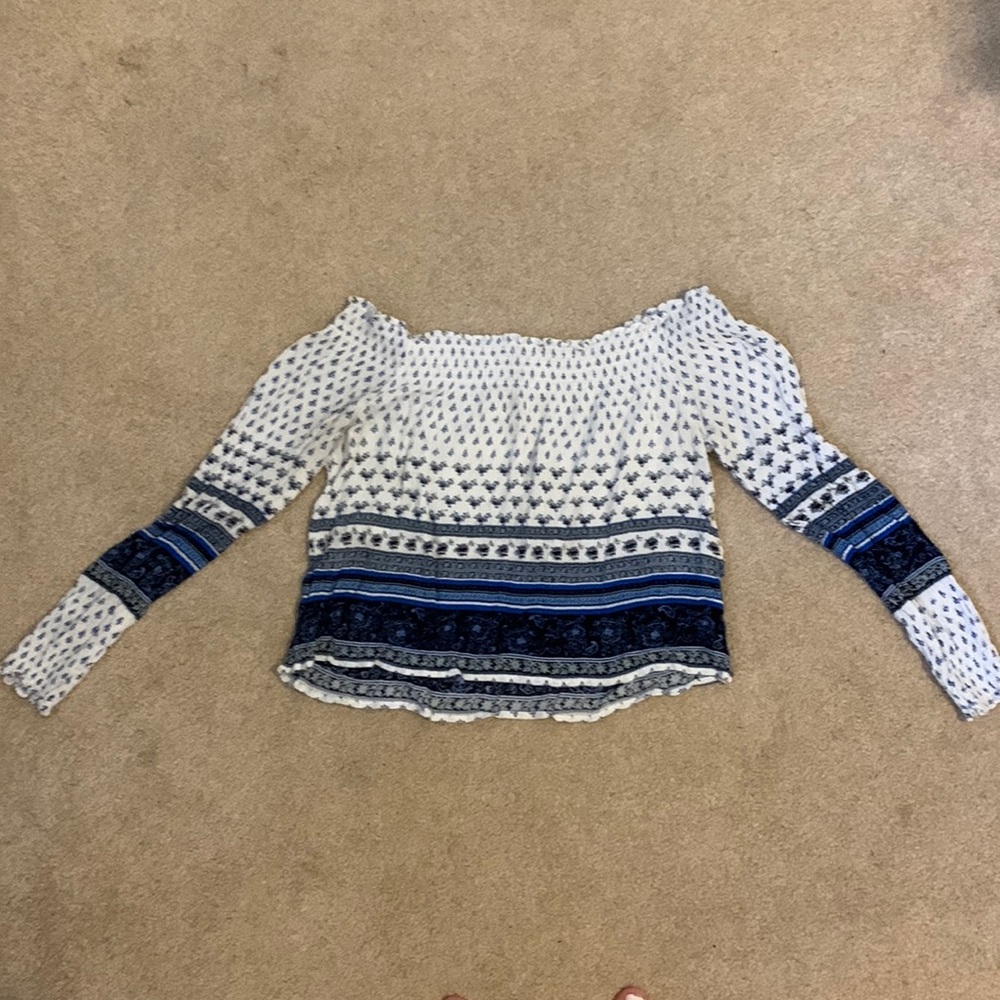 patterned off the shoulder crop top